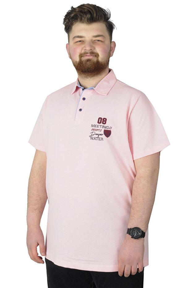 Mode XL Large Size T-Shirt Polo 08 Meeting 22329 Salmon