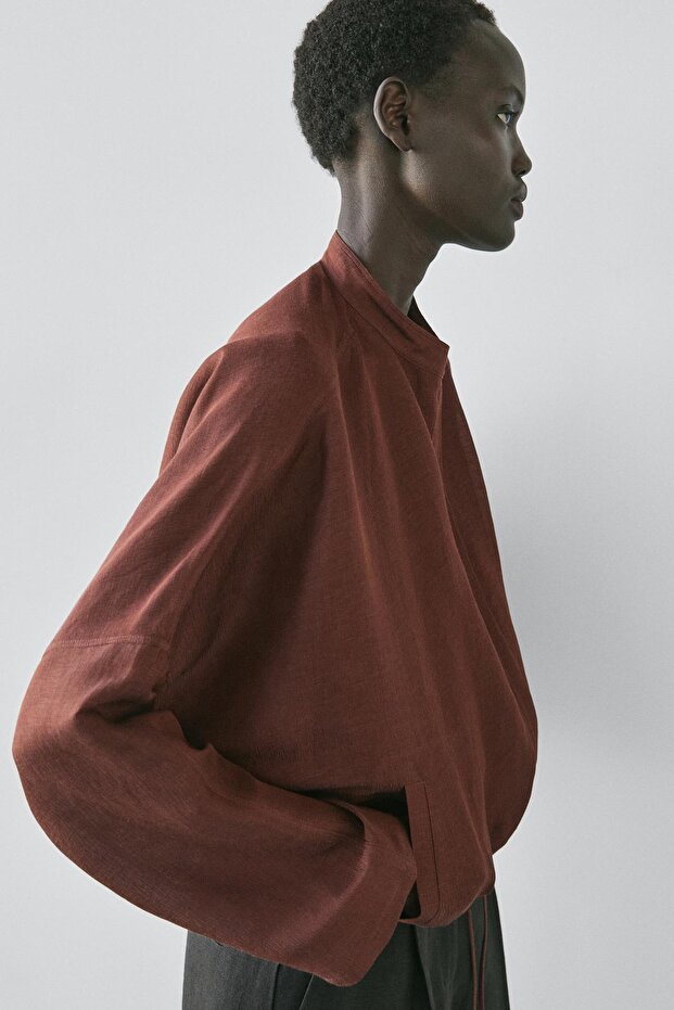 Linen blend bomber jacket - 4