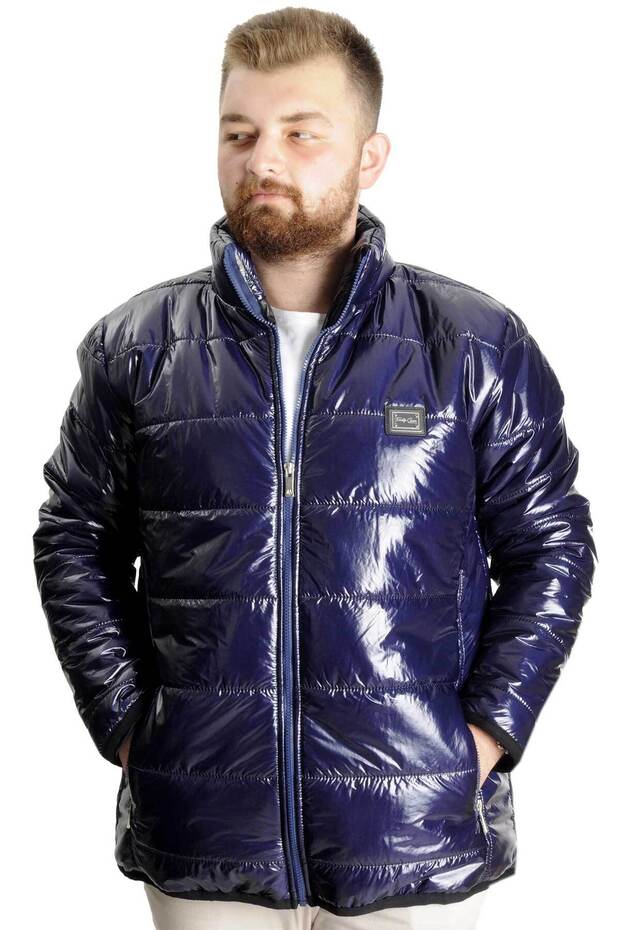 Mode XL Large Size Men's Coat Quilted 23608 Indigo