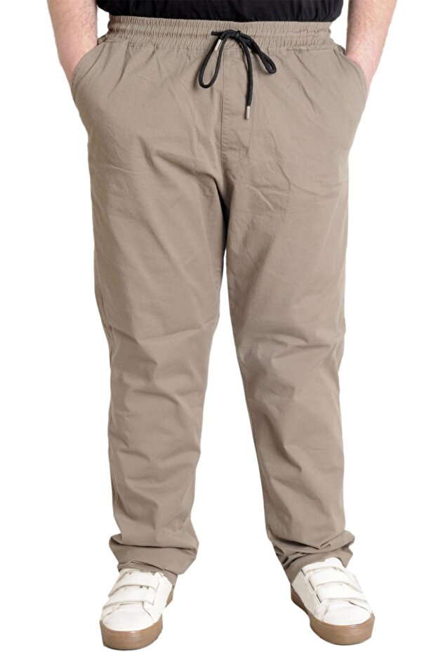 Mode XL Large Size Trousers Linen Jogger Milano 21913 Beige