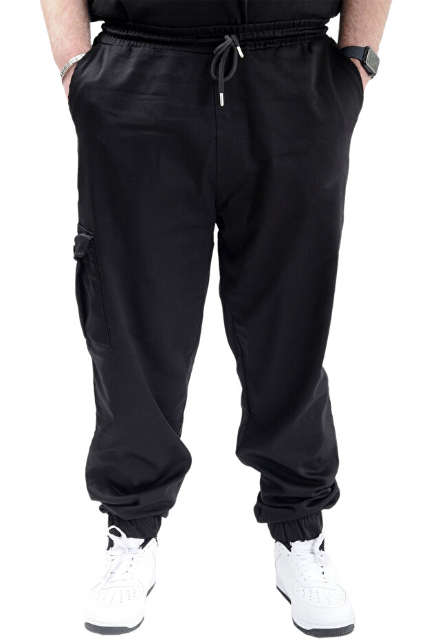 موديل XL للرجال مقاس كبير من الكتان JOGGER BAHAR 23912 أسود