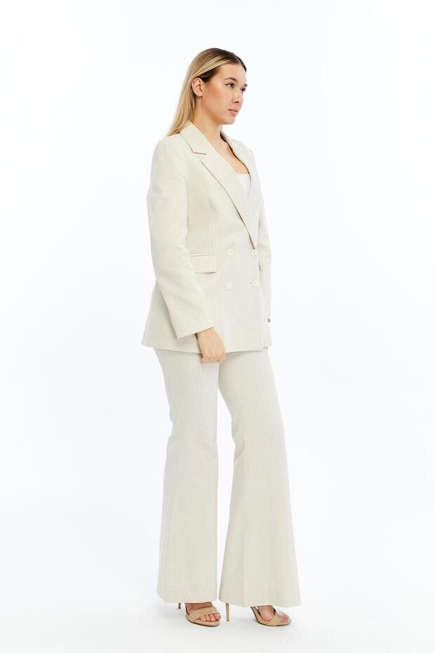 Kadın Keten Blazer Ceket - 7