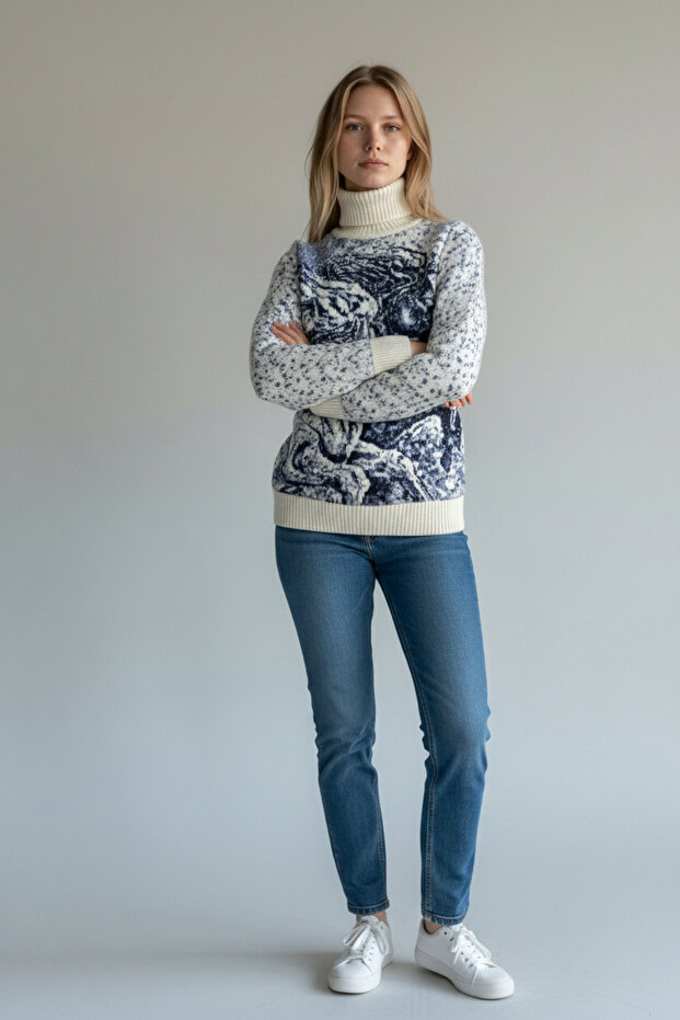 Kaşmir Yün Kazak Kadın - 4