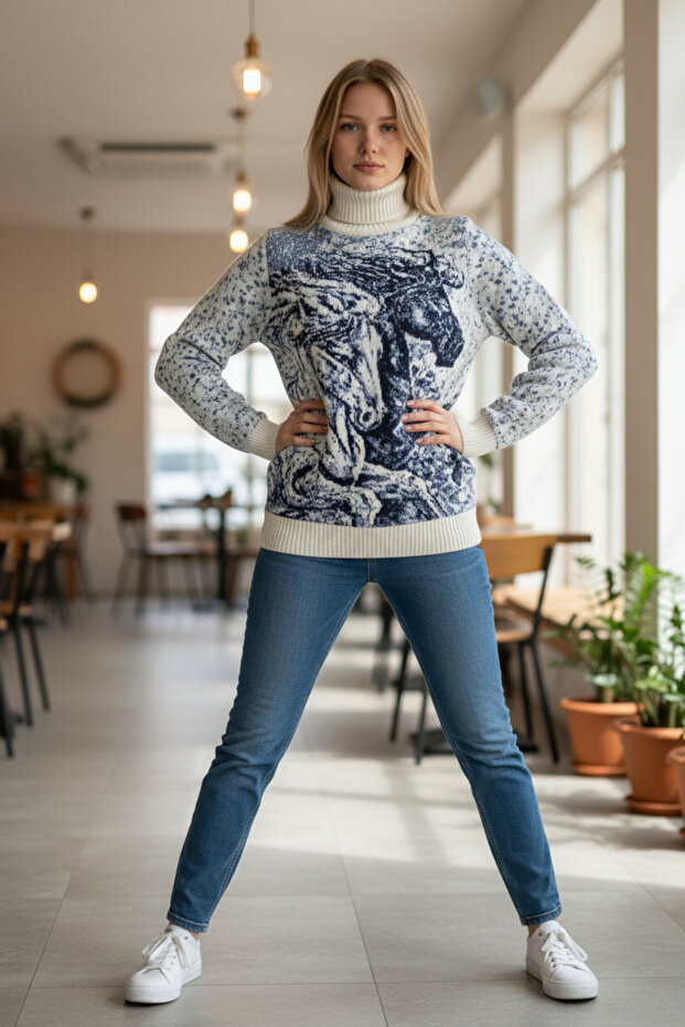 Kaşmir Yün Kazak Kadın - 3