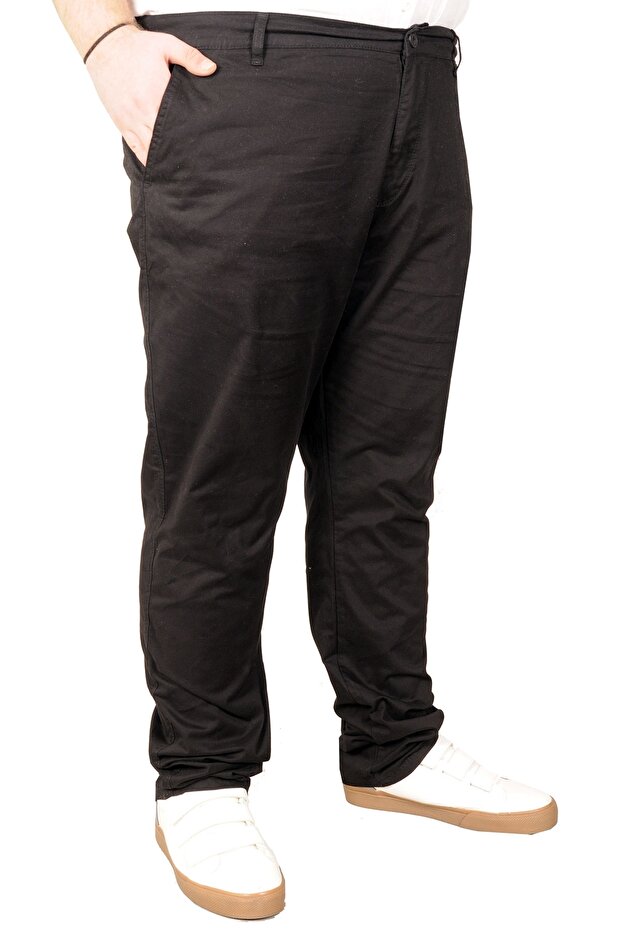 Modexl Mode XL Büyük Beden Erkek Pantolon Keten Milano 20850 Siyah