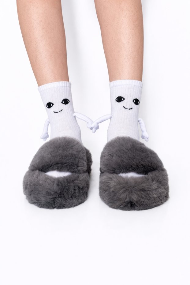 Dark Gray Extra Soft Furry House Slippers Smoked Furry Slippers | New Season Luxury Slippers