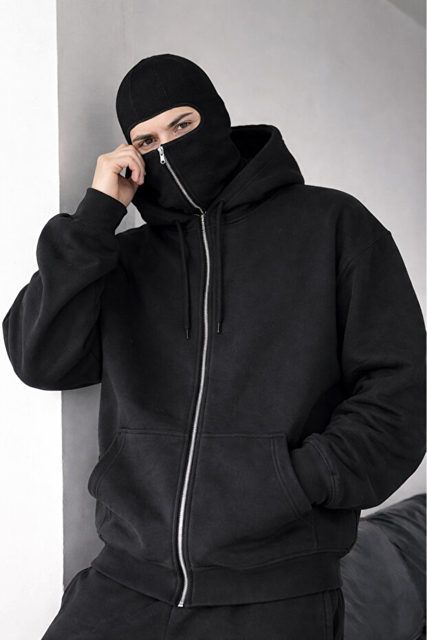 Snow Masked Ninja Unisex Sweatshirt Cardigan 3 Thread Ş Fleece-Lined Thick Fleece