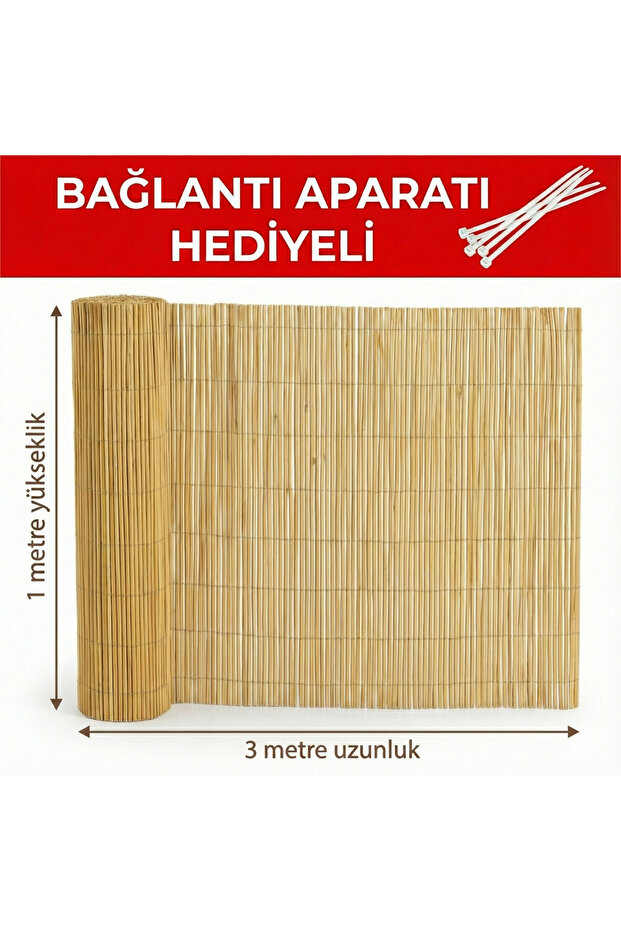 Kamış Hasır Bambu Çit 1m X 3m - 1