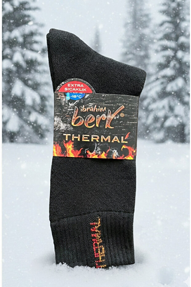 Men's Black Thermal Socks Long Men's Towel Thermal Socks Set (41-45)
