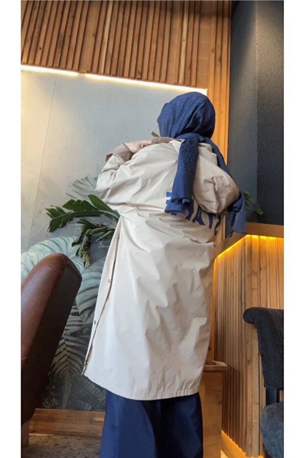 Uzun Basic Yağmurluk Trenç Bej - 2