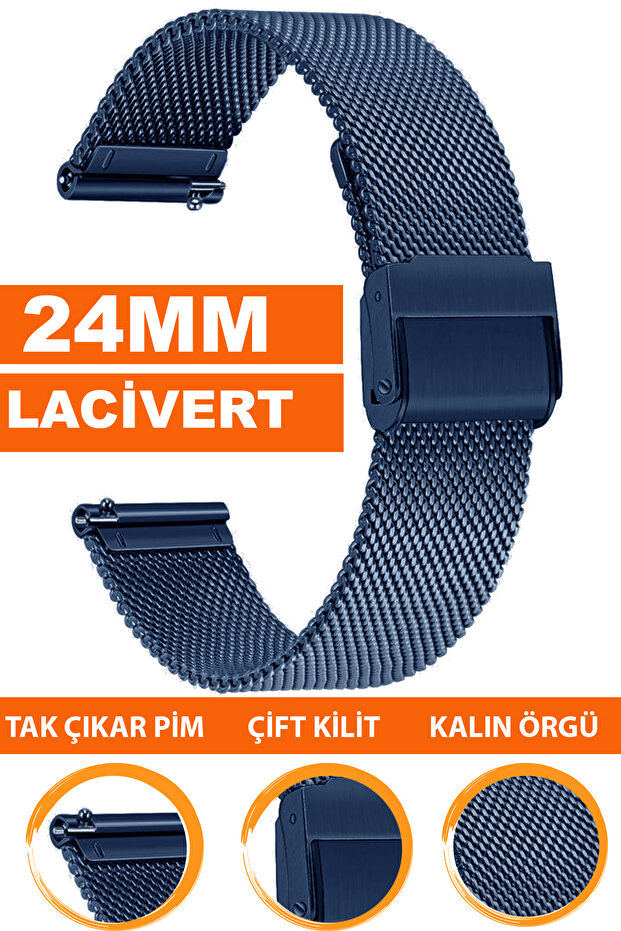 24mm Fossil-Welder-Casio-Seiko-Omega-Armani Watch Compatible Thick Metal Mesh Watch Band Klnhsr24