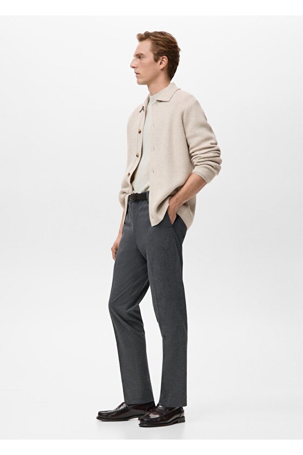 Slim fit flanel pantolon - 8