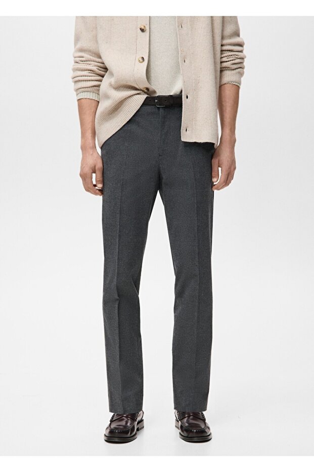 Slim fit flanel pantolon - 1
