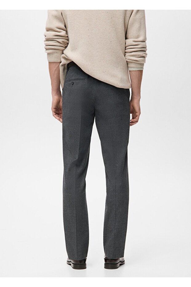 Slim fit flanel pantolon - 4