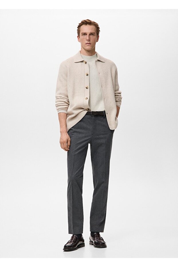 Slim fit flanel pantolon - 2