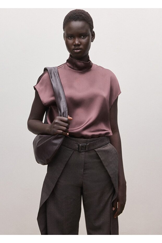 %100 saten ipek bluz - 1