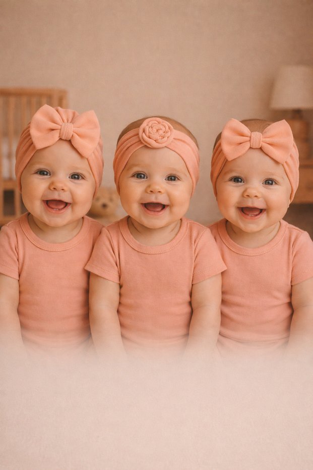 Baby Girl Powder Bowknot Bonnet Bandana Set of 3