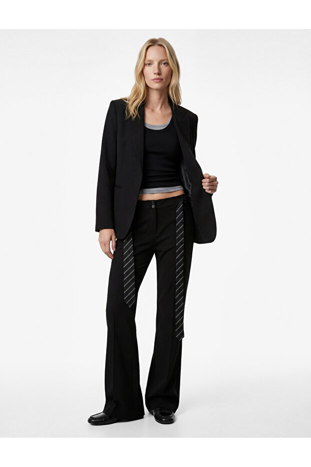 High Waist Wide Lightweight Flared Fabric Pants with Tie Belt Detail
