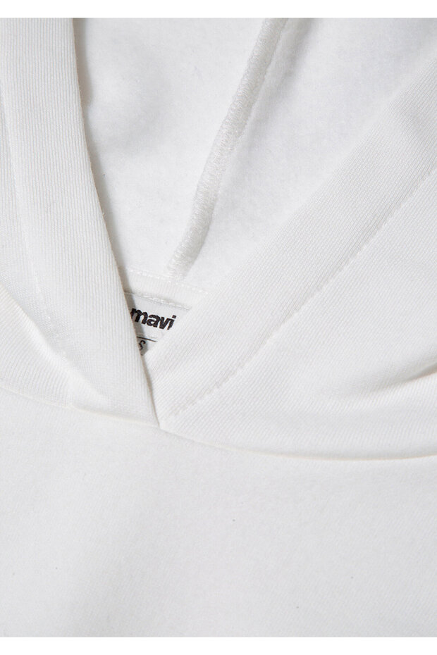 Kapüşonlu Beyaz Basic Sweatshirt 167299-70057 - 6
