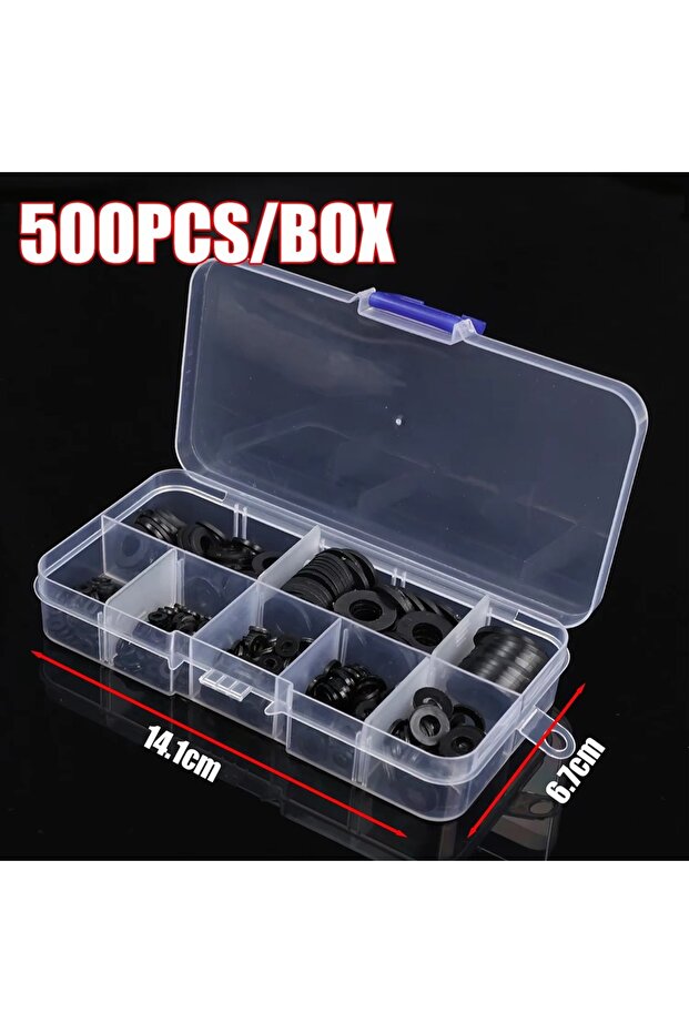 Black 500Pcs Durable Seals O Ring Assortment Kit Nylon Washer Flat M2-M10 Plane Spacer Black White 8