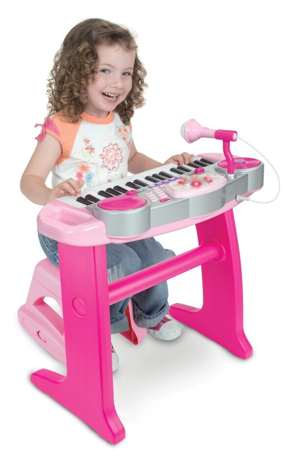 Orgă electronică cu microfon, roz - 7