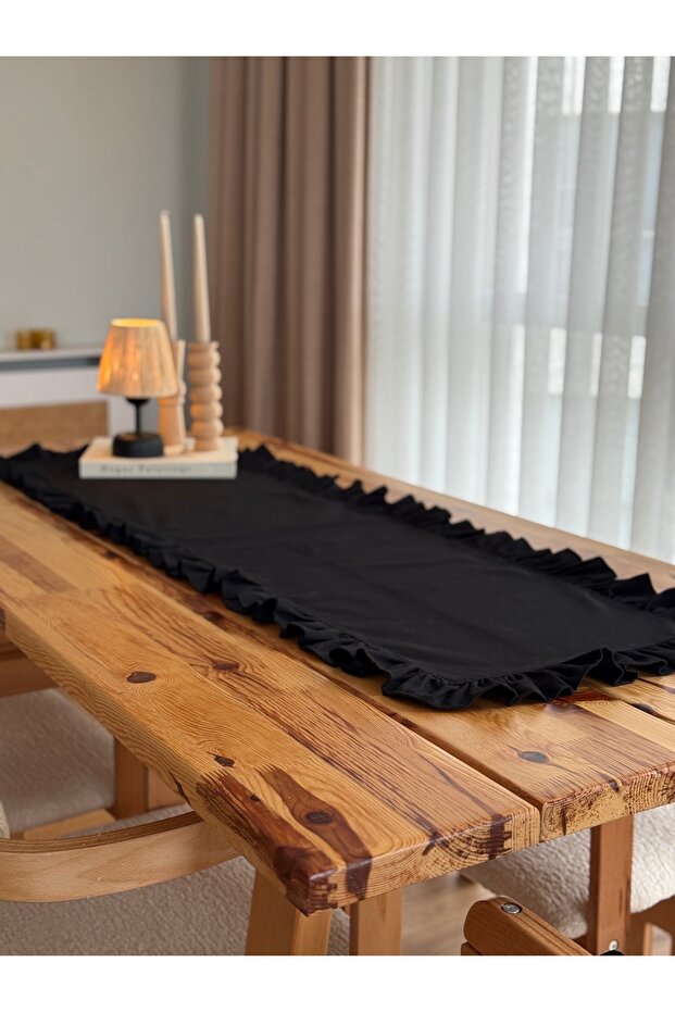 Lune Linen Rectangular Frilled Runner 50cm X 150cm