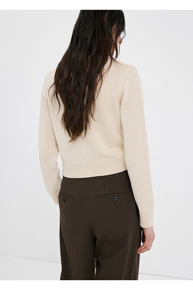 Bağ detaylı triko hırka - 4