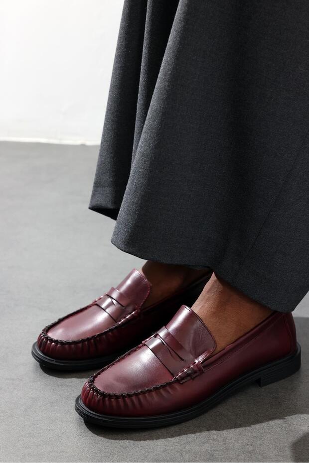 Dark Plum Leather Loafer 35507