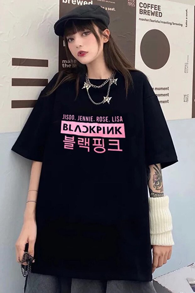 تي شيرت Blackpink Kpop مطبوع للجنسين بقصة واسعة