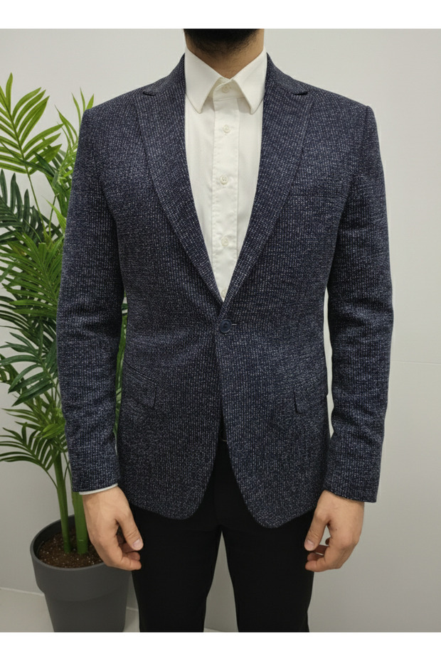 Navy Italian Style Slim Fit Classic Men's Blazer Jacket