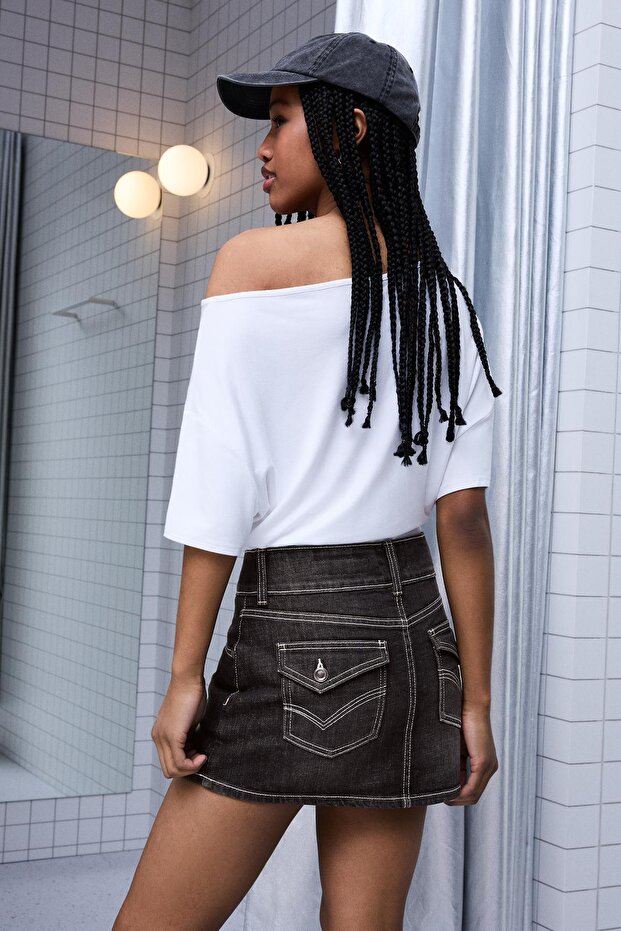denim şort etek - 1