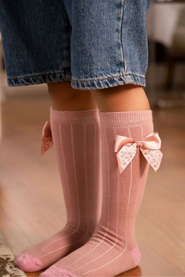 Girl's Knee Socks with Ribbon Accessories