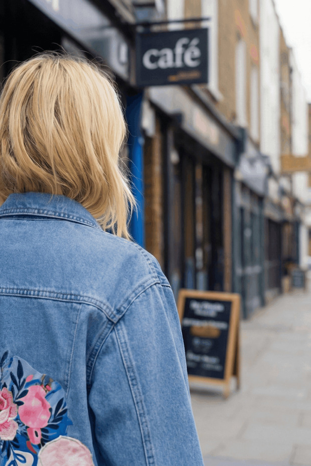 Kadın Kot Ceket, Patchwork Denim Ceket - 7