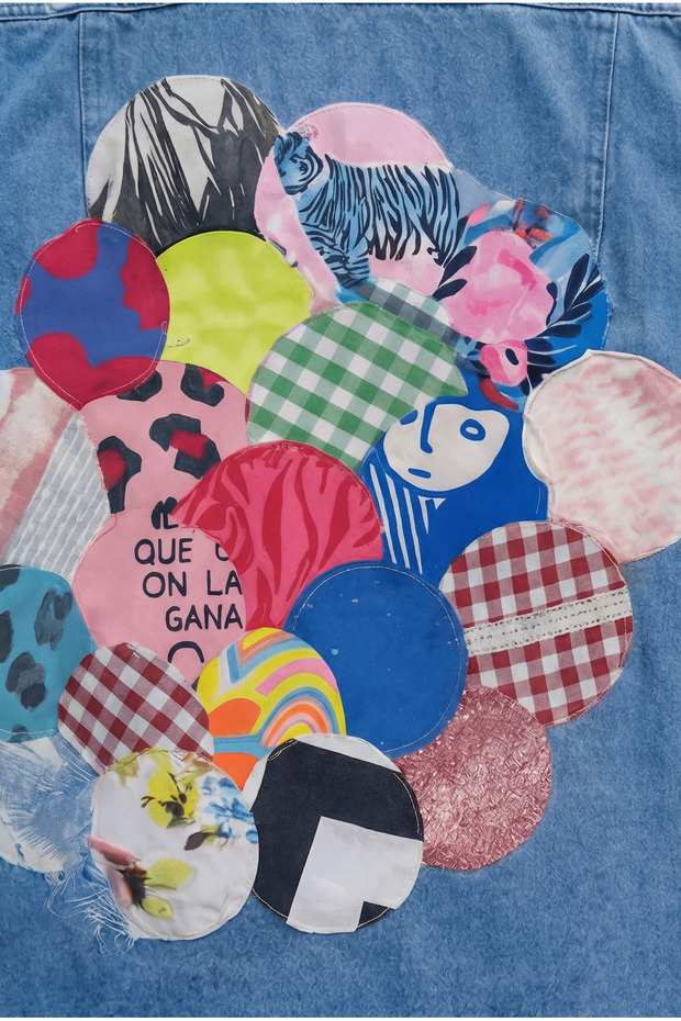 Kadın Kot Ceket, Patchwork Denim Ceket - 2