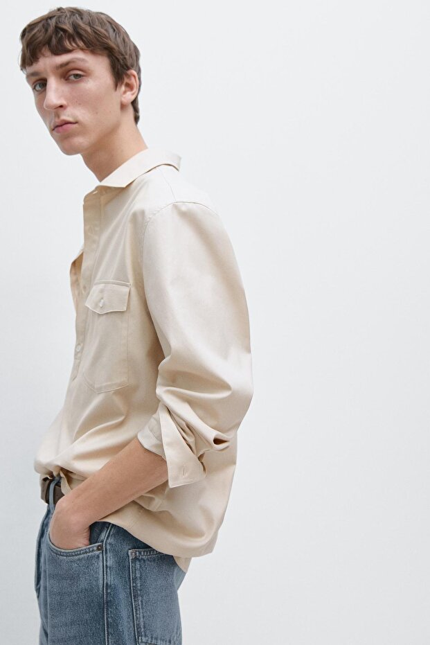 Cepli pamuklu gömlek - 3