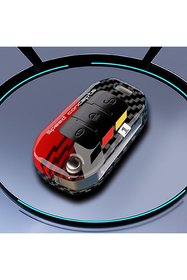 B carbon red Remote Car Key Chain Ring Shell Cover Case Holder 3 Button For Peugeot 208 301 308 508