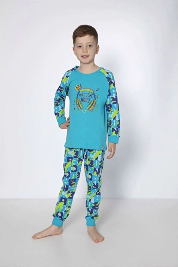 Boy Printed Blue Pajama Set - 2