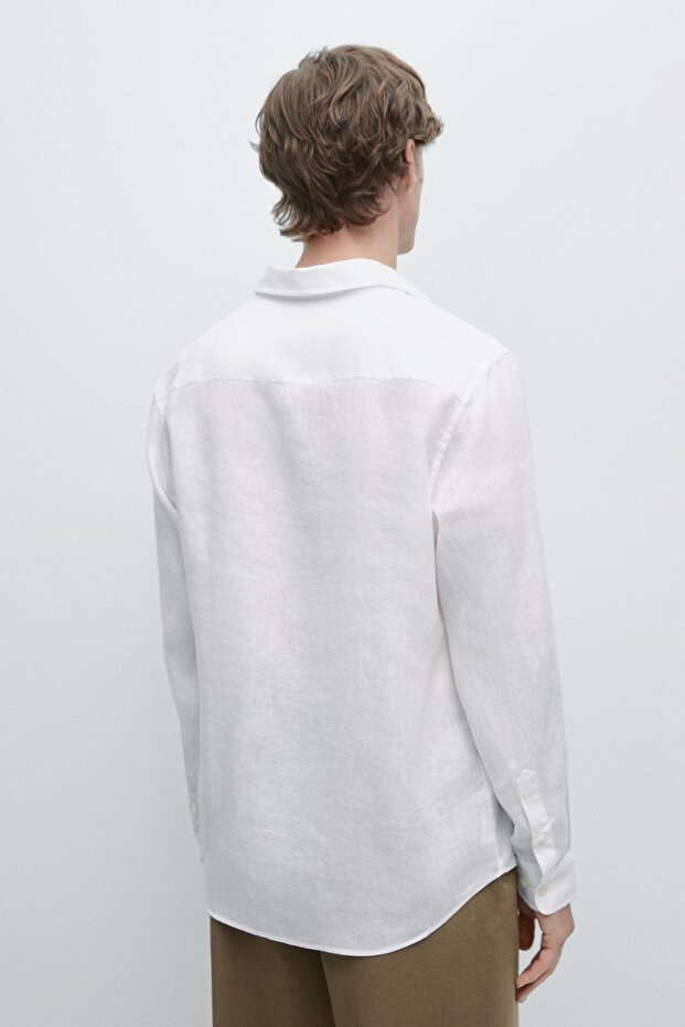 %100 keten regular fit gömlek - 4