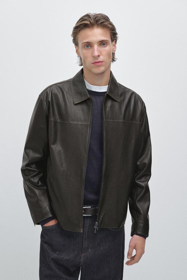 Distressed görünümlü deri ceket - 2