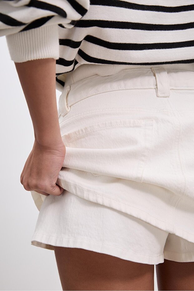 D62 çizgili denim şort etek - 3