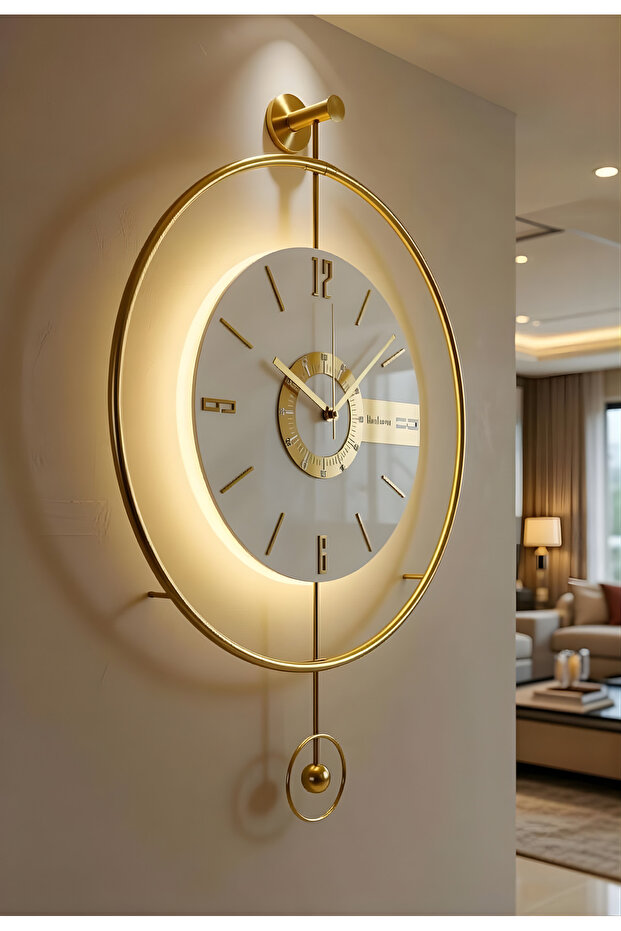 MetaQuartz Aksesuar Timelles Elit Three-büyük Boy(50X75CM)-(PİLLİ LED SİSTEMİ) , Modern Dekoratif Metal Duvar Saati