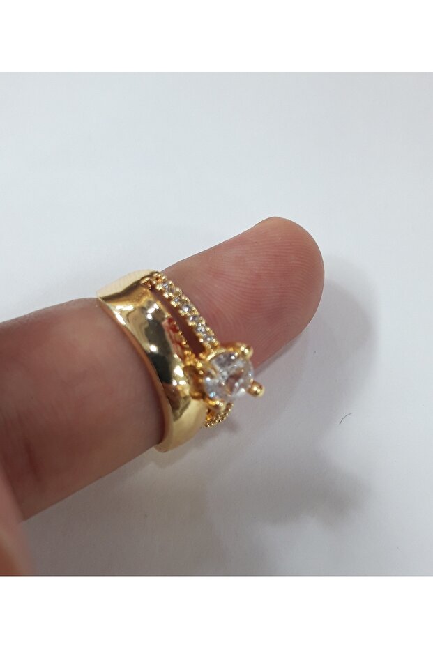 خاتم زواج مرصع بالأحجار الكريمة، موديل قابل للتعديل - 3