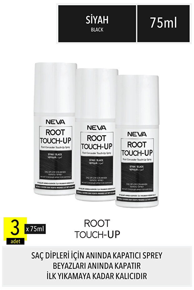 Root Touch Up Kapatıcı Sprey 75 ml Siyah 3 Adet - 1