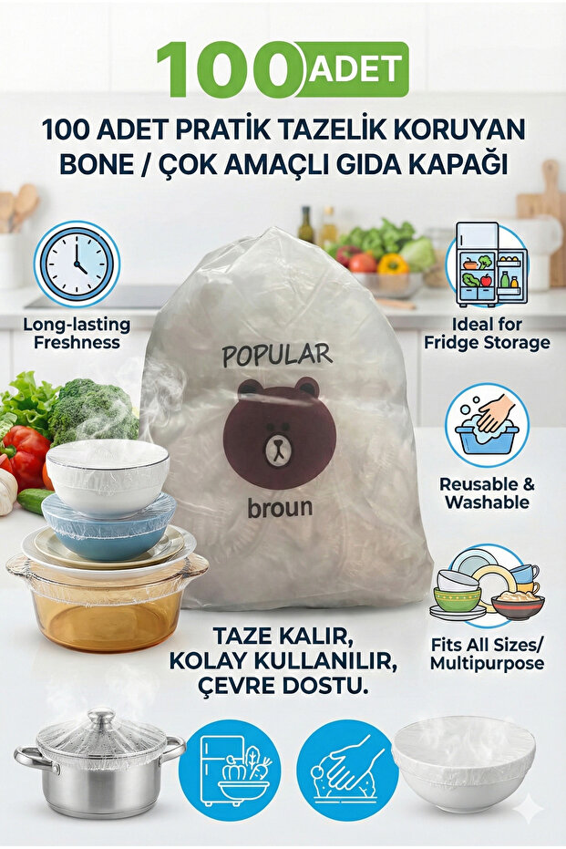 100 Pieces of Elastic Food Covers - Practical Pot and Plate Covers - Multi-Purpose Refrigerator Covers for Keeping Freshness
