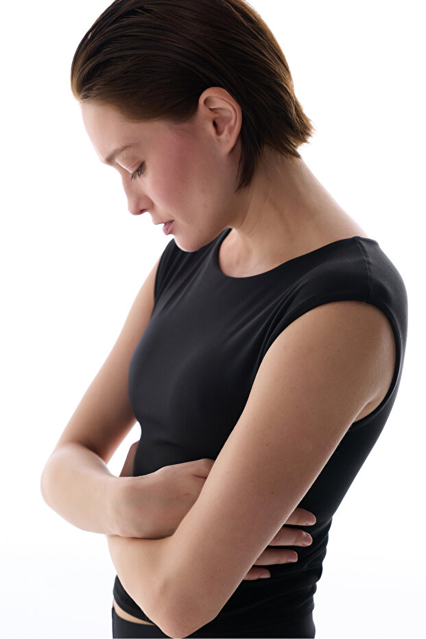 Siyah Flatlock Dikişli Aktif Üst - 3