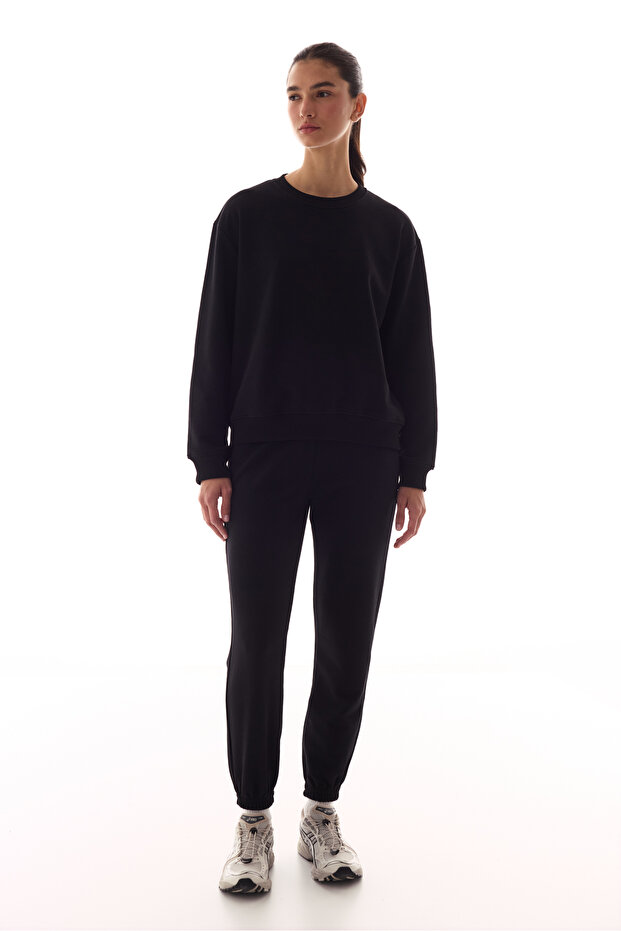 Siyah Oversize Active Sweatshirt - 5