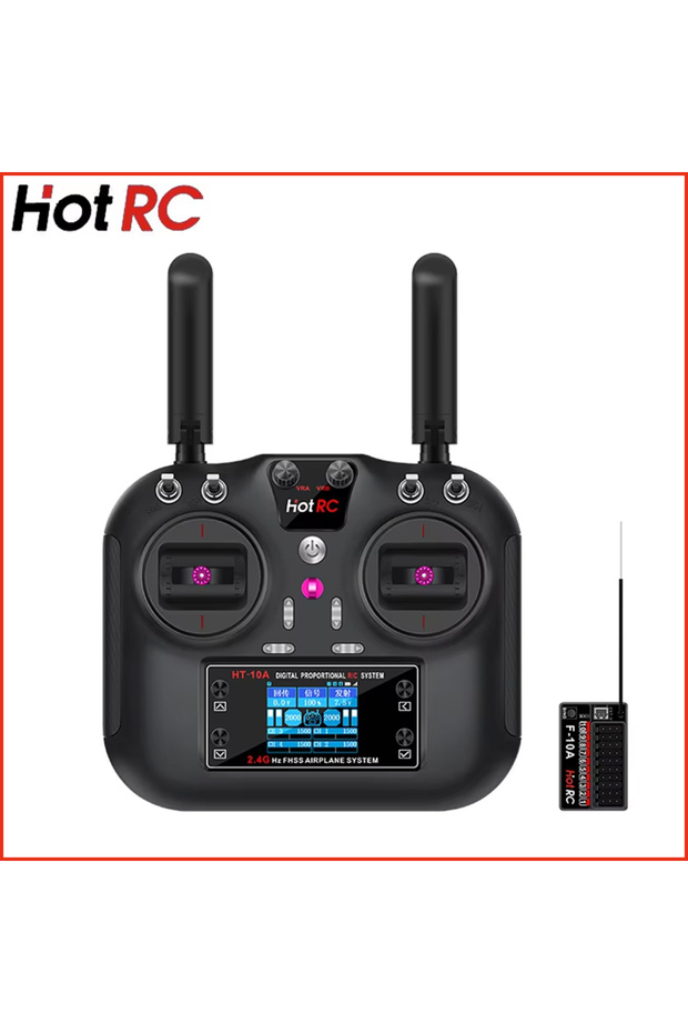 جهاز تحكم عن بعد Mode2-Left Hand Hotrc Hot RC HT-10A HT10A بتردد 2.4 جيجاهرتز و10 قنوات مع جهاز استقبال F-10A F10A لـ RC A