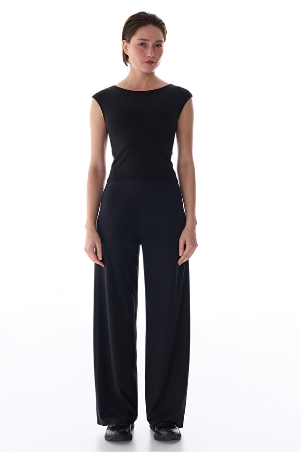 Siyah Flatlock Dikişli Aktif Üst - 4