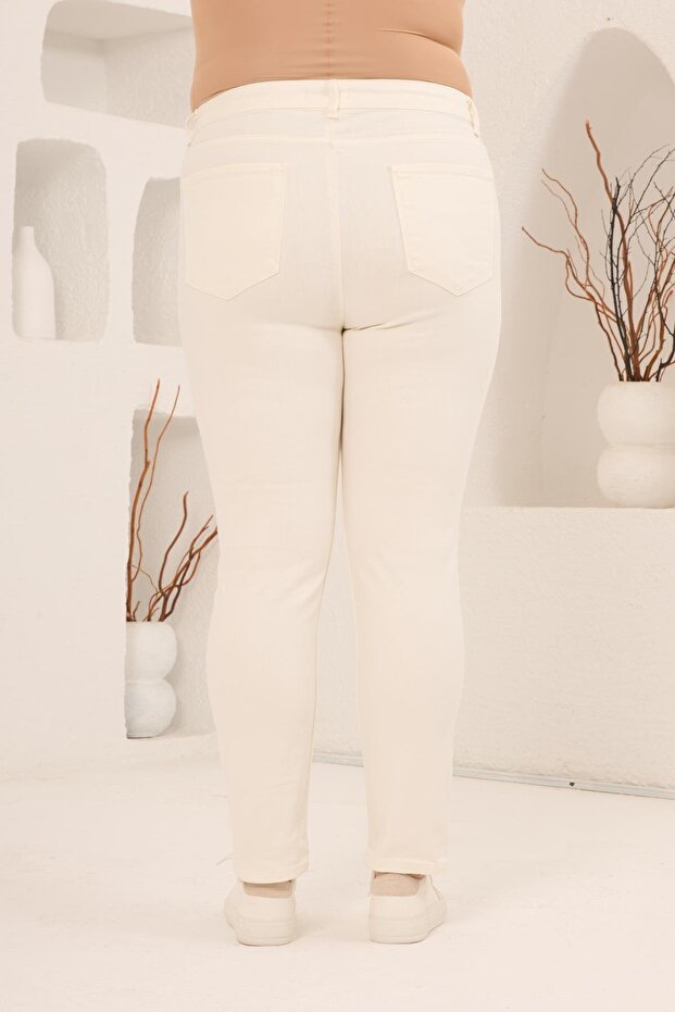 Blugi Plus Size Ecru - 4