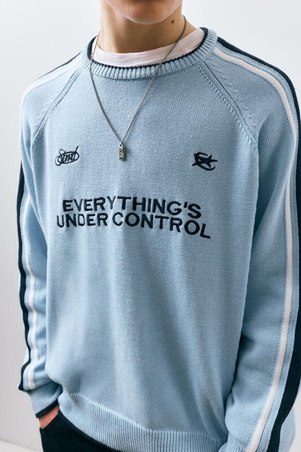 STWD işlemeli çizgili kazak - 7